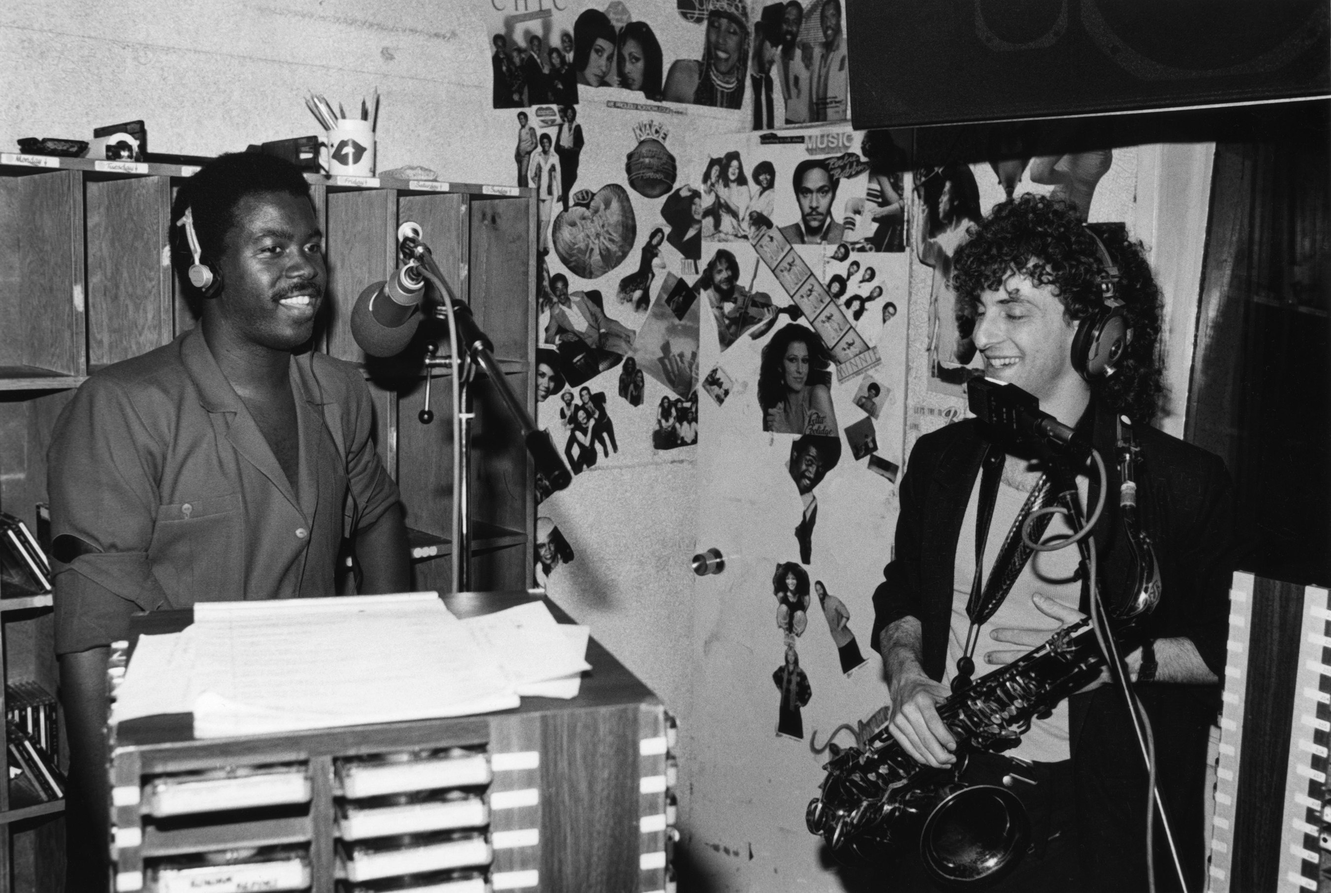 Kashif and Kenny G performing their single “Love on the Rise” on a live radio broadcast, May 13, 1985, Los Angeles. Photo via Michael Ochs Archives/Getty Images.